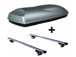 Set Baule + Barre Auto per DAEWOO NUBIRA SW dal 2003 capiente 375 Litri in Grigio chiaro con Serratura Barre 110 CM c/Serratura