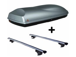 Set Baule + Barre Auto per JMC LANDWIND dal 2005 in poi capiente 375 Litri in Grigio chiaro con Chiave Barre 110 CM c/Serratura