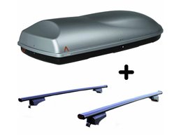 Set BOX + Barre Portatutto per CITROEN C3 AIRCROSS dal 2017 capiente 375 Litri Grigio con Serratura Barre 110 CM + Kit Attacchi