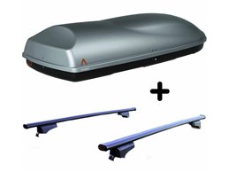 Set BOX + Barre Portatutto per KIA XCEE'D dal 2019 in poi capiente 375 Litri Grigio con Serratura Barre 127 CM + Kit Attacchi