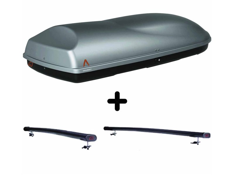 Set Baule + Barre Auto per CITROEN C5 SW dal 2001 al 2008 capiente 375 Litri Grigio con Serratura Barre 122 CM + Kit Attacchi