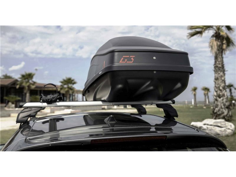 Set Baule tetto + Barre per LANCIA DEDRA/DEDRA SW 1989-1999 capiente 375 Litri Grigio con Serratura Barre 110 CM + Kit Attacchi