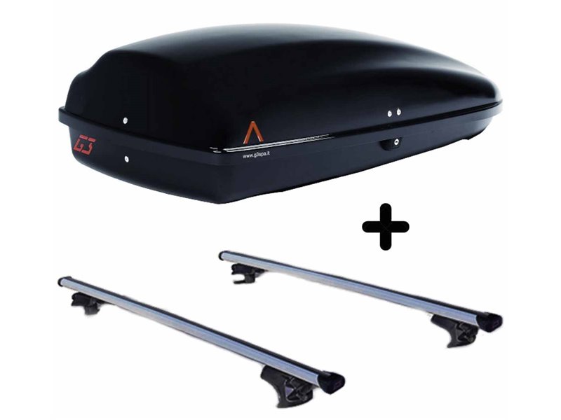 Set BOX + Barre Portatutto per OPEL SINTRA dal 1999 in poi capiente 240 Litri Colore Nero con Serratura Barre 127 CM c/Serratura