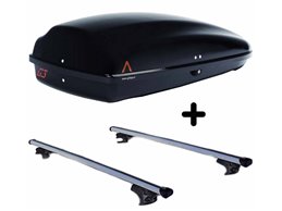 Set BOX + Barre Portatutto per MERCEDES 300TE dal 1995 in poi capiente 240 Litri Colore Nero con Chiave Barre 127 CM c/Serratura