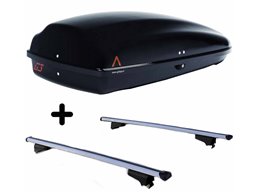 Set BOX + Barre Portatutto per NISSAN PATHFINDER 2005-2010 3/5P capiente 240 Litri Nero con Serratura Barre 110 CM c/Serratura