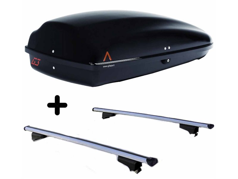 Set BOX + Barre Portatutto per HONDA JAZZ CROSSTAR dal 2020 capiente 240 Litri Colore Nero con Chiave Barre 110 CM c/Serratura