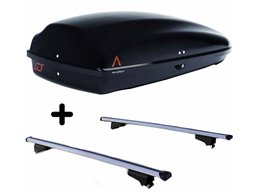 Set BOX + Barre Portatutto per FORD FOCUS ACTIVE / SW 2011 2014 capiente 240 Litri Nero con Serratura Barre 110 CM c/Serratura