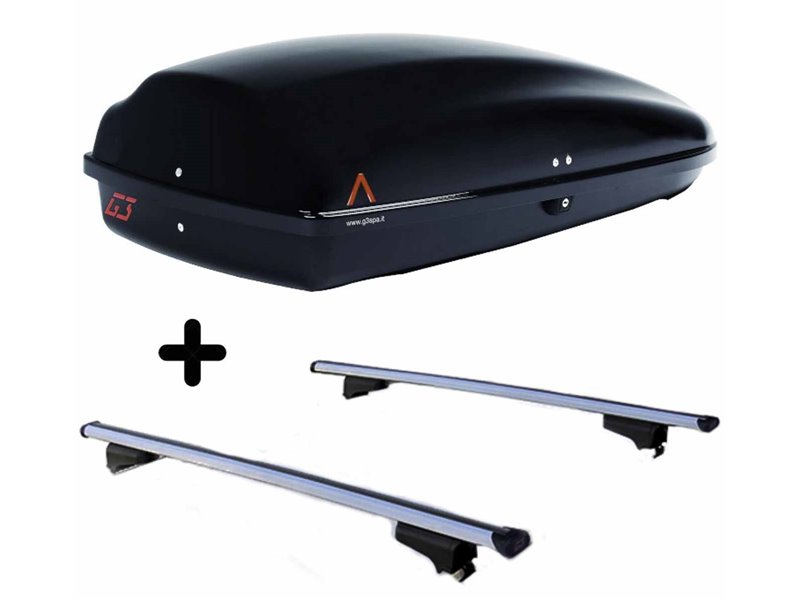 Set BOX tetto con Barre per KIA SPORTAGE 2010 2016 2018 capiente 240 Litri Colore Nero con Serratura Barre 127 CM c/Serratura