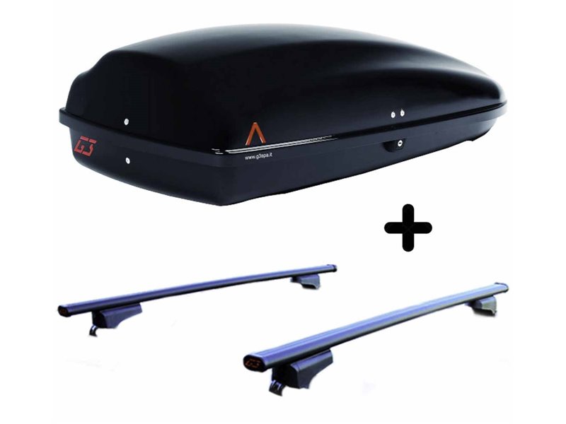 Set BOX + Barre Portatutto per BMW SERIE 2 Active Tourer 2021 capiente 240 Litri Nero con Serratura Barre 110 CM + Kit Attacchi