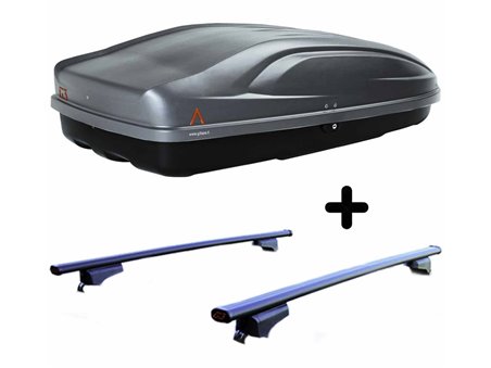 Set BOX + Barre Portatutto per MAZDA 6 SW 2002 2009 2012 2015 capiente 240 Litri Nero con Serratura Barre 110 CM + Kit Attacchi