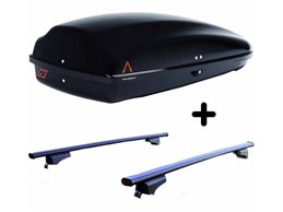 Set BOX + Barre Portatutto per KIA SPORTAGE 2010 2016 2018 capiente 240 Litri Colore Nero con Chiave Barre 127 CM + Kit Attacchi