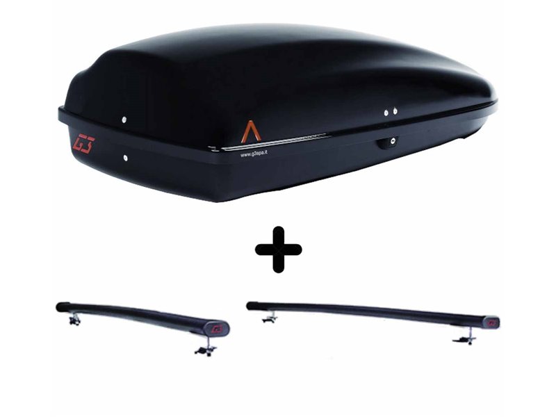 Set Baule + Barre Auto per JAGUAR X-TYPE dal 2004 al 2008 capiente 240 Litri Colore Nero con Chiave Barre 122 CM + Kit Attacchi