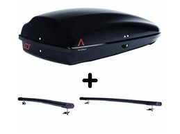 Set Baule + Barre Auto per KIA SPORTAGE dal 1996 al 2010 capiente 240 Litri Colore Nero con Chiave Barre 122 CM + Kit Attacchi