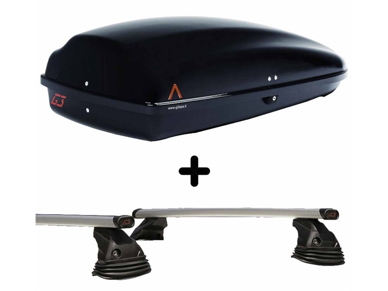 Set Baule tetto + Barre per SUZUKI ALTO dal 1994 al 2009 capiente 240 Litri Colore Nero con Chiave Barre 110 CM c/Kit Attacchi