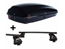 Set Baule tetto + Barre per CLS/CLS Shooting Brake 2010-2016 capiente 240 Litri Nero con Serratura Barre 110 CM + Kit Attacchi