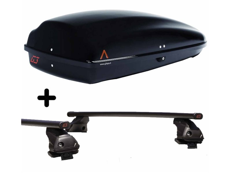 Set Baule + Barre Auto per KIA OPTIMA dal 2016 in poi capiente 240 Litri Colore Nero con Serratura Barre 127 CM + Kit Attacchi