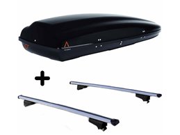 Set BOX + Barre Portatutto per MEGANE GRANTOUR dal 2003 capiente 390 Litri Colore Nero con 2 Serrature Barre 110 CM c/Serratura