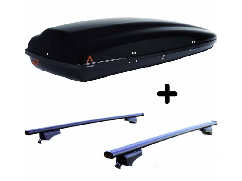 Set BOX + Barre Portatutto per AURIS TOURING Sports del 2013 capiente 390 Litri Nero con 2 Serrature Barre 110 CM + Kit Attacchi