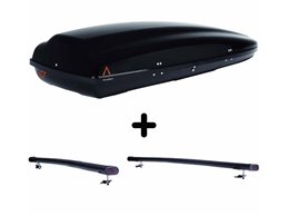 Set Baule + Barre Auto per KIA SPORTAGE dal 1996 al 2010 capiente 390 Litri Colore Nero con 2 Chiavi Barre 122 CM + Kit Attacchi