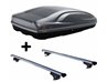 Set Baule tetto + Barre per FORD FIESTA dal 2002 al 2007 5P capiente 390 Litri Nero con 2 Serrature Barre 110 CM + Kit Attacchi