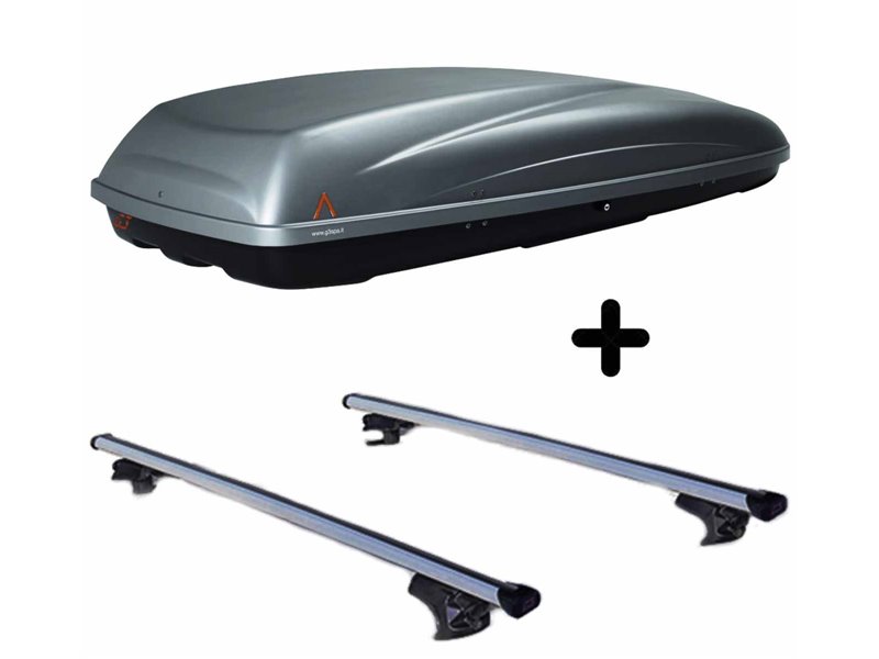 Set Baule + Barre Auto per JAGUAR X-TYPE dal 2004 al 2008 capiente 390 Litri Colore Grigio con Chiave Barre 110 CM c/Serratura