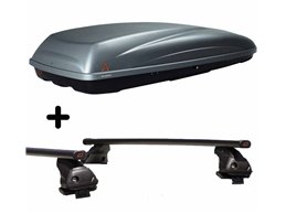 Set Baule tetto + Barre per CLS/CLS Shooting Brake 2010-2016 capiente 390 Litri Grigio con Serratura Barre 110 CM + Kit Attacchi