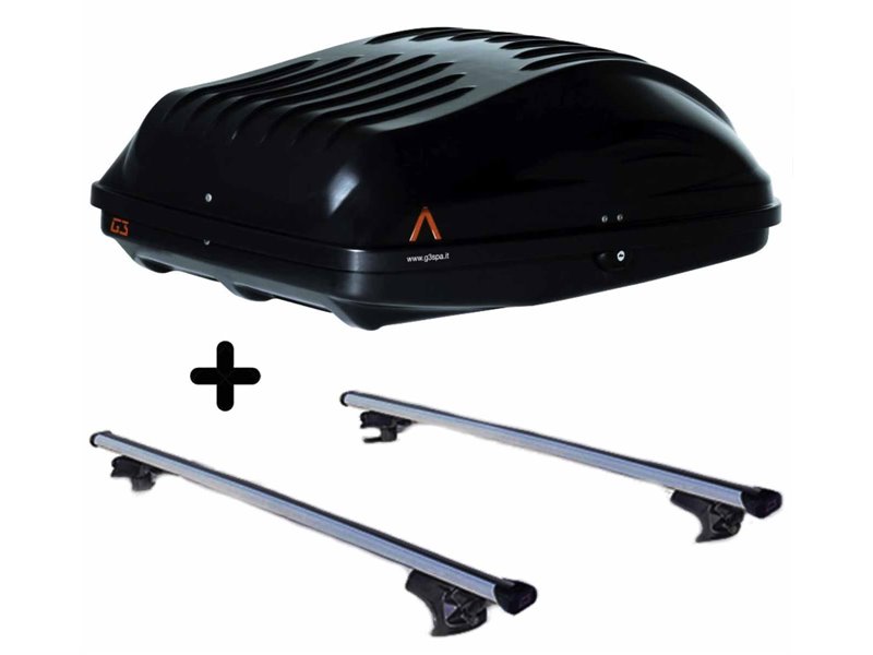 Set BOX + Barre Portatutto per ALFA 159 SPORTWAGON del 2005 capiente 220 Litri Colore Nero con Chiave Barre 127 CM c/Serratura