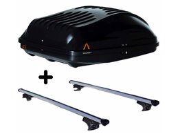 Set BOX + Barre Portatutto per KIA SPORTAGE dal 1996 al 2010 capiente 220 Litri Colore Nero con Chiave Barre 127 CM c/Serratura