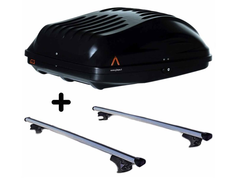 Set BOX + Barre Portatutto per LAND ROVER FREELANDER 2007-2010 capiente 220 Litri Nero con Serratura Barre 127 CM c/Serratura