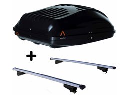 Set BOX + Barre Portatutto per CITROEN C-CROSSER dal 2007 capiente 220 Litri Colore Nero con Serratura Barre 110 CM c/Serratura