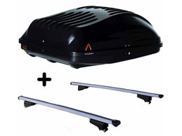 Set BOX tetto con Barre per KIA SPORTAGE 2010 2016 2018 capiente 220 Litri Colore Nero con Serratura Barre 127 CM c/Serratura