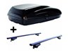 Set Baule tetto + Barre per VOLKSWAGEN PASSAT del 2015 4/5P capiente 220 Litri Nero con Serratura Barre 110 CM c/Kit Attacchi