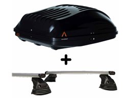 Set Baule tetto + Barre per DS DS3 CROSSBACK dal 2019 in poi capiente 220 Litri Nero con Serratura Barre 110 CM c/Kit Attacchi