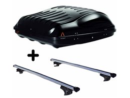 Set BOX + Barre Portatutto per SCENIC CONQUEST / X-MOD Cross capiente 335 Litri Nero con 2 Serrature Barre 127 CM c/Serratura