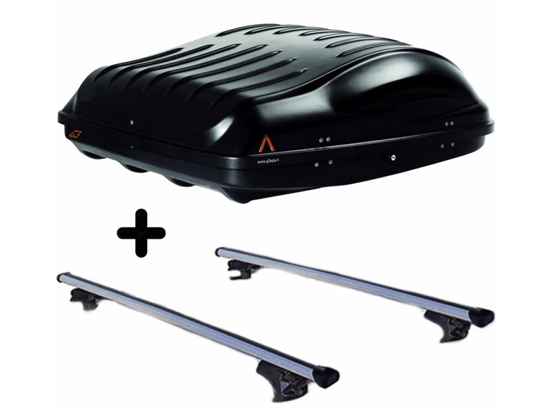 Set BOX + Barre Portatutto per SCENIC CONQUEST / X-MOD Cross capiente 335 Litri Nero con 2 Serrature Barre 127 CM c/Serratura
