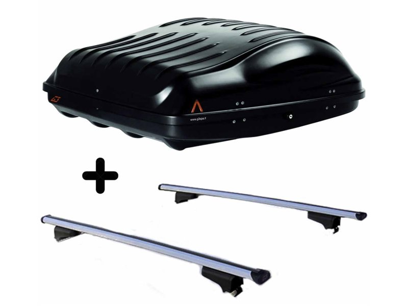 Set BOX + Barre Portatutto per 156 CROSSWAGON/SPORTWAGON 2004 capiente 335 Litri Nero con 2 Serrature Barre 110 CM c/Serratura