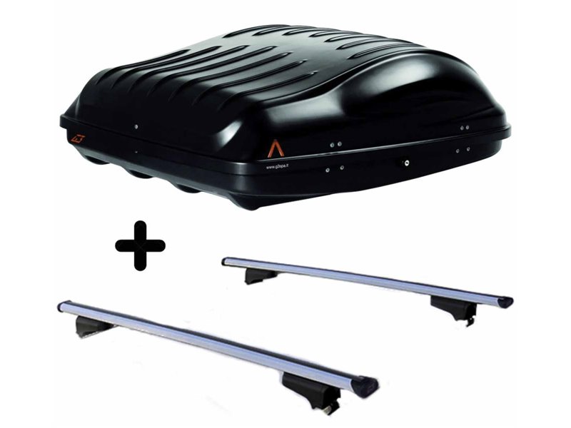 Set BOX tetto con Barre per TOYOTA PROACE CITY del 2020 capiente 335 Litri Colore Nero con 2 Serrature Barre 127 CM c/Serratura