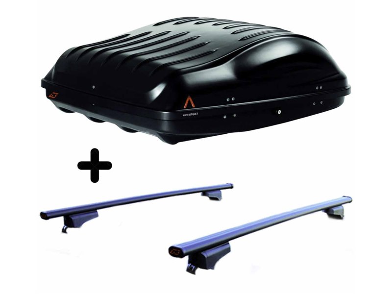 Set BOX + Barre Portatutto per 156 CROSSWAGON/SPORTWAGON 2004 capiente 335 Litri Nero con 2 Chiavi Barre 110 CM + Kit Attacchi