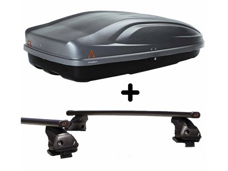 Set BOX + Barre Portatutto per HYUNDAI BAYON del 2021 capiente 335 Litri Colore Nero con 2 Serrature Barre 127 CM + Kit Attacchi