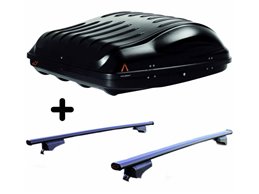 Set BOX + Barre Portatutto per SUZUKI SX4 dal 2006 in poi capiente 335 Litri Nero con 2 Serrature Barre 127 CM + Kit Attacchi