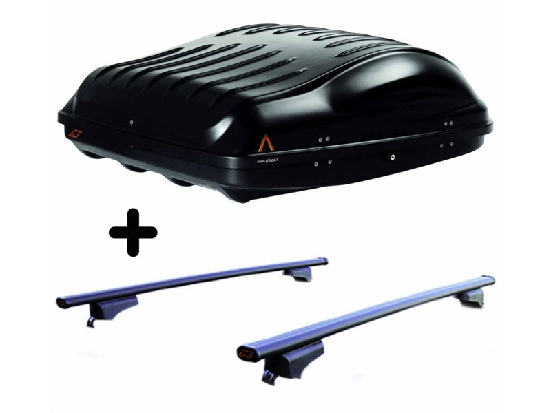 Set BOX + Barre Portatutto per SUZUKI SX4 dal 2006 in poi capiente 335 Litri Nero con 2 Serrature Barre 127 CM + Kit Attacchi