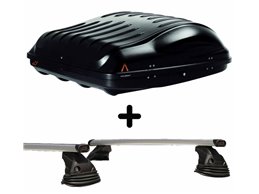 Set Baule tetto + Barre per MERCEDES CLASSE E 2001-2008 capiente 335 Litri Colore Nero con 2 Chiavi Barre 110 CM c/Kit Attacchi