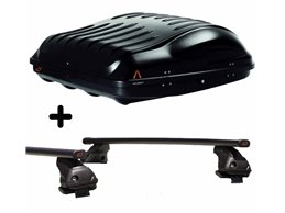 Set Baule tetto + Barre per KIA PROCEED dal 2006 al 2012 capiente 335 Litri Colore Nero con 2 Chiavi Barre 110 CM + Kit Attacchi