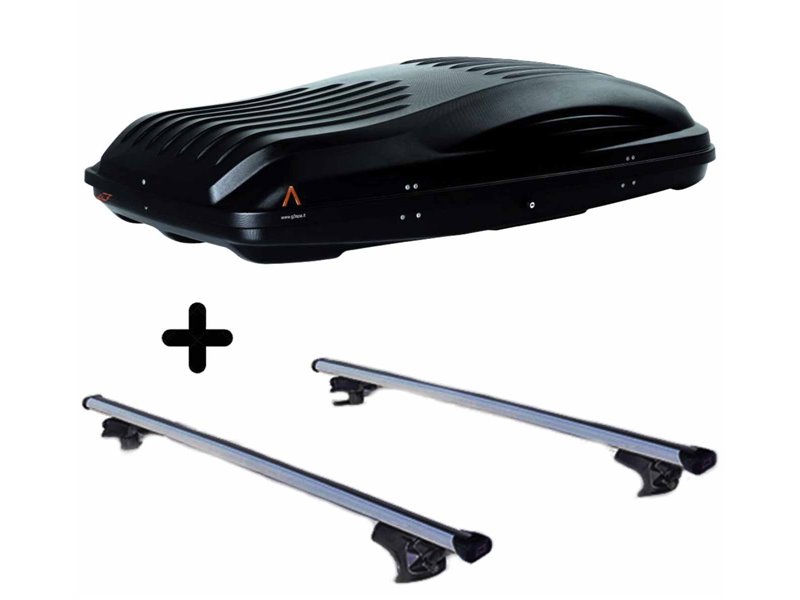 Set Baule + Barre Auto per JAGUAR X-TYPE dal 2004 al 2008 capiente 460 Litri Colore Nero con 2 Chiavi Barre 110 CM c/Serratura