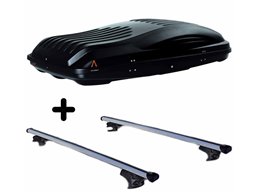 Set BOX + Barre Portatutto per AUDI A4 ALLROAD dal 2009 al 2015 capiente 460 Litri Nero con 2 Serrature Barre 127 CM c/Serratura