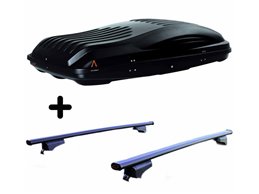 Set BOX + Barre Portatutto per FIAT FIORINO dal 2008 in poi capiente 460 Litri Nero con 2 Serrature Barre 127 CM + Kit Attacchi