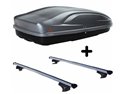 Set BOX + Barre Portatutto per KIA CEE'D Sportwagon del 2018 capiente 460 Litri Nero con 2 Serrature Barre 127 CM + Kit Attacchi