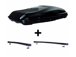 Set Baule + Barre Auto per KIA SPORTAGE dal 1996 al 2010 capiente 460 Litri Colore Nero con 2 Chiavi Barre 122 CM + Kit Attacchi