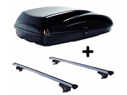Set BOX + Barre Portatutto per KIA SPORTAGE dal 1996 al 2010 capiente 240 Litri Colore Nero con Chiave Barre 127 CM c/Serratura