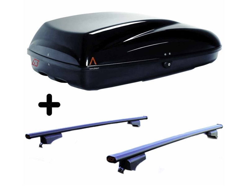 Set BOX + Barre Portatutto per HONDA JAZZ CROSSTAR dal 2020 capiente 240 Litri Nero con Serratura Barre 110 CM + Kit Attacchi